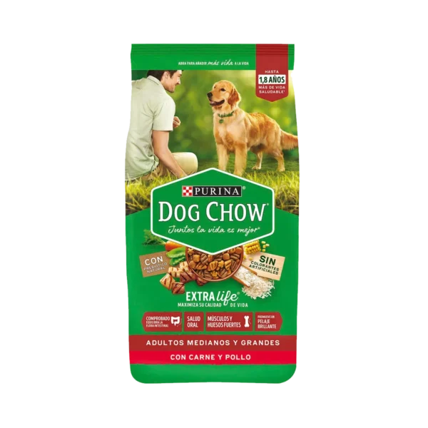 DOG CHOW PERRO ADULTO RAZA MEDIANA Y GRANDE 19,5 KL SABOR CARNE Y POLLO.