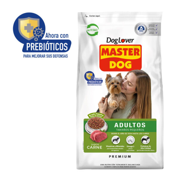 MASTER DOG PERRO ADULTO RAZA PEQUEÑA 18 KL, SABOR CARNE.